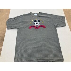 Vintage Disney Originals Striped Embroidered‎ Mickey Mouse Shirt Made In USA XL